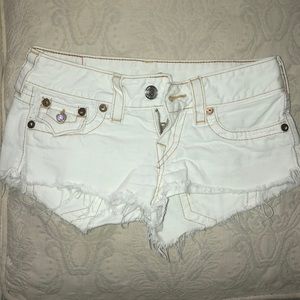 White true religion low rise shorts